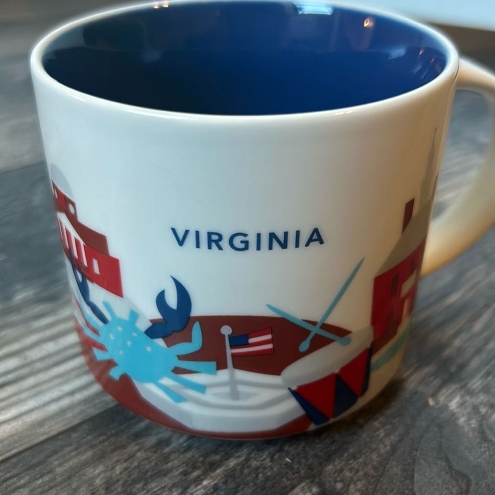 Starbucks Souvenir Mug Virginia 2017 Red White Blue 14oz You Are Here Collect.
